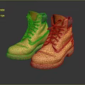 Stylish Yellow Work Boots With Laces And Orange Rubber Sole 3d model