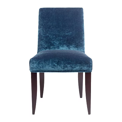 Elegant Blue Velvet Accent Chair With Wooden Legs And Modern Design Style 3d model
