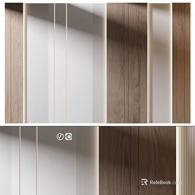 Wooden Panel Samples With Vertical Stripes White Light And Dark Wood Grain Textures 3d model 