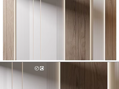 Wooden Panel Samples With Vertical Stripes White Light And Dark Wood Grain Textures 3d model