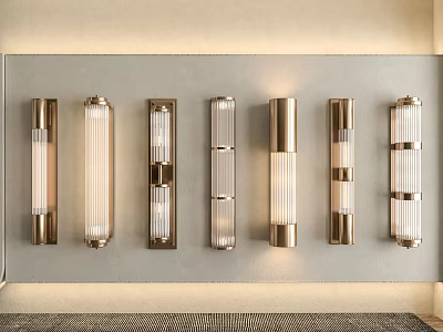 Elegant Modern Wall Lamps Display On Wall With Different Designs And Metal Accents 3d model