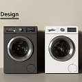 Stylish Modern Design Washing Machines in Black and White with Digital Control Panels