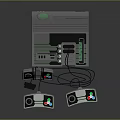Vintage Computer Gaming Console With Retro Controllers And Green Indicator Light 3d model