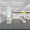 Modern Shopping Mall Store Interior Design With Shelves Display Cabinets And Bright Lighting