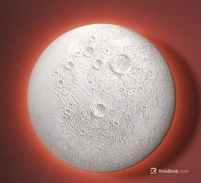 Unique Shaped White Round Wall Lamp With Moon Surface Texture On Red Background 3d model 