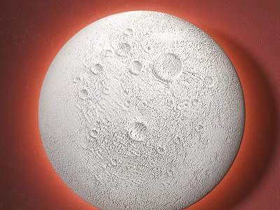 Unique Shaped White Round Wall Lamp With Moon Surface Texture On Red Background 3d model