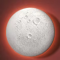 Unique Shaped White Round Wall Lamp With Moon Surface Texture On Red Background