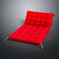Red Foldable Sofa Bed With Tufted Upholstery And Metal Legs Design