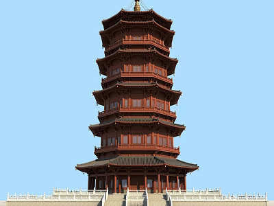 Chinese Pagoda Ancient Building 3d model