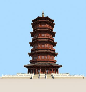 Chinese Pagoda Ancient Building 3d model