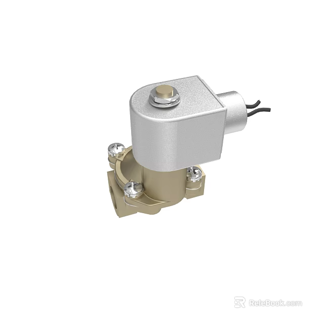 High Quality Solenoid Valve With Metal Construction Base Mount And Electric Wire 3d model 