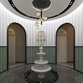 Modern Hair Salon Interior Design With Arched Mirrors Styling Chairs And Shiny Marble Floor
