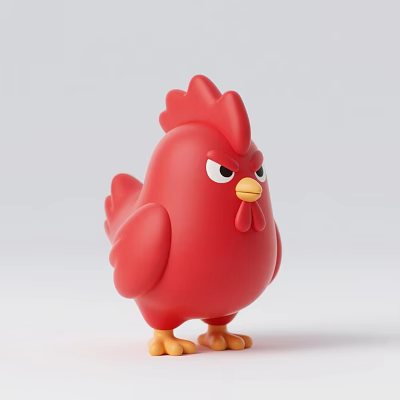 Red Chicken Doll with Red Comb Yellow Beak Feet and Angry Expression 3d model Red Chicken Doll with Red Comb Yellow Beak Feet and Angry Expression 3d model
