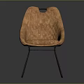 Quilted Light Brown Leather Chair With Modern Design And Black Metal Legs
