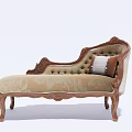 Classical Style Chaise Lounge With Carved Wooden Frame Patterned Upholstery And Decorative Cushions