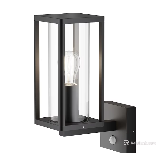 Modern Indoor Wall Light With Black Frame And Clear Glass Shade 3d model 