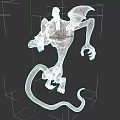 Silver Reptile 3D Model With Wings Long Tail And Claws In Dynamic Pose