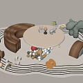 Modern Children's Table and Chair Combination Building Blocks Toy Table Children's Seat 3d model