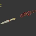 Modern Military Weapons Featuring Red White Missile And Green Rocket Launcher
