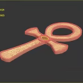 Elegant Golden Ankh Clothing Accessory Featuring Red Gemstone And Intricate Patterns