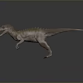 Tyrannosaurus Rex 3D Model Standing With Open Mouth Scaly Skin On Gray Background And Reflection