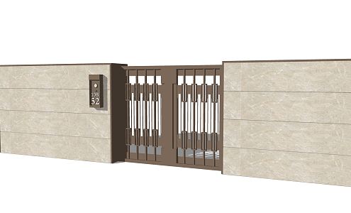 Modern gate entrance door patio door double door 3d model