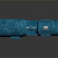 Blue Electric Motor Equipment With Connected Cylindrical Parts On Base