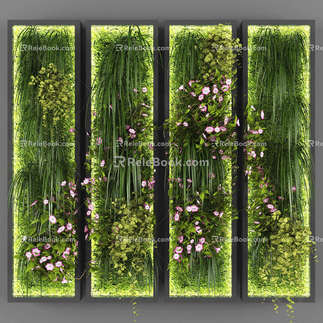 Modern Green Plant Wall Green Plant Wall Decorations Leaf Nature 3d model