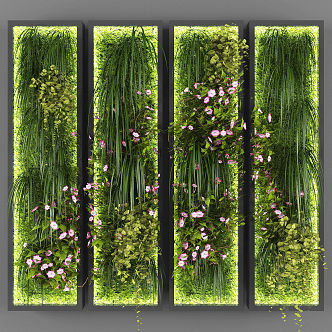 Modern Green Plant Wall Green Plant Wall Decorations Leaf Nature 3d model