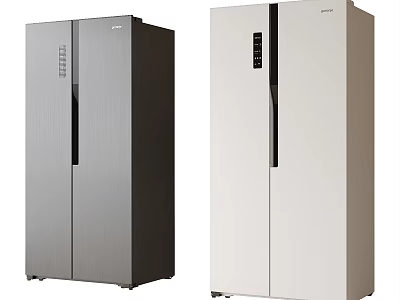 Modern Double Door Refrigerators With Silver And White Sleek Design For Home Kitchen 3d model