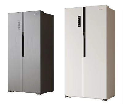 Modern Double Door Refrigerators With Silver And White Sleek Design For Home Kitchen 3d model