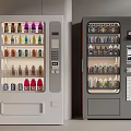 Two Modern Vending Machines Stocked With Various Colorful Drinks And Bottles