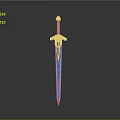 Fantasy Decorative Sword With Blue Blade Golden Hilt And Jewel Accent