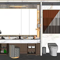 Modern Bathroom Interior With Large Mirror Marble Vanity Toilet And Decorative Painting