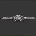 Ornate Fantasy Sword With Intricate Purple Blue Patterns And Decorative Hilt Design