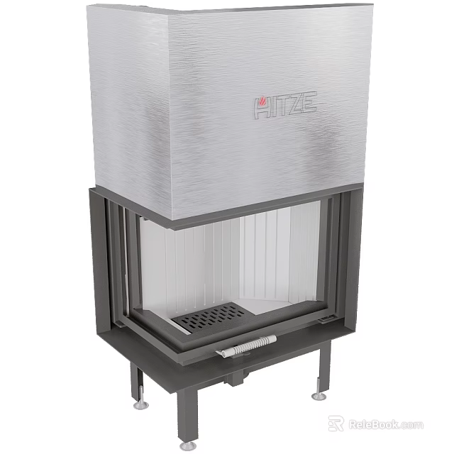 Modern FITZE Freestanding Fireplace With Stainless Steel Glass Door And Metal Structure 3d model 