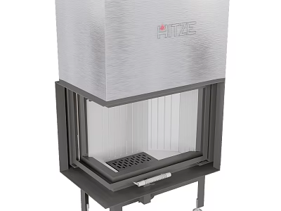 Modern FITZE Freestanding Fireplace With Stainless Steel Glass Door And Metal Structure 3d model