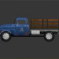 Vintage Blue Truck With Wooden Bed Classic Design Front Grille And Retro Style