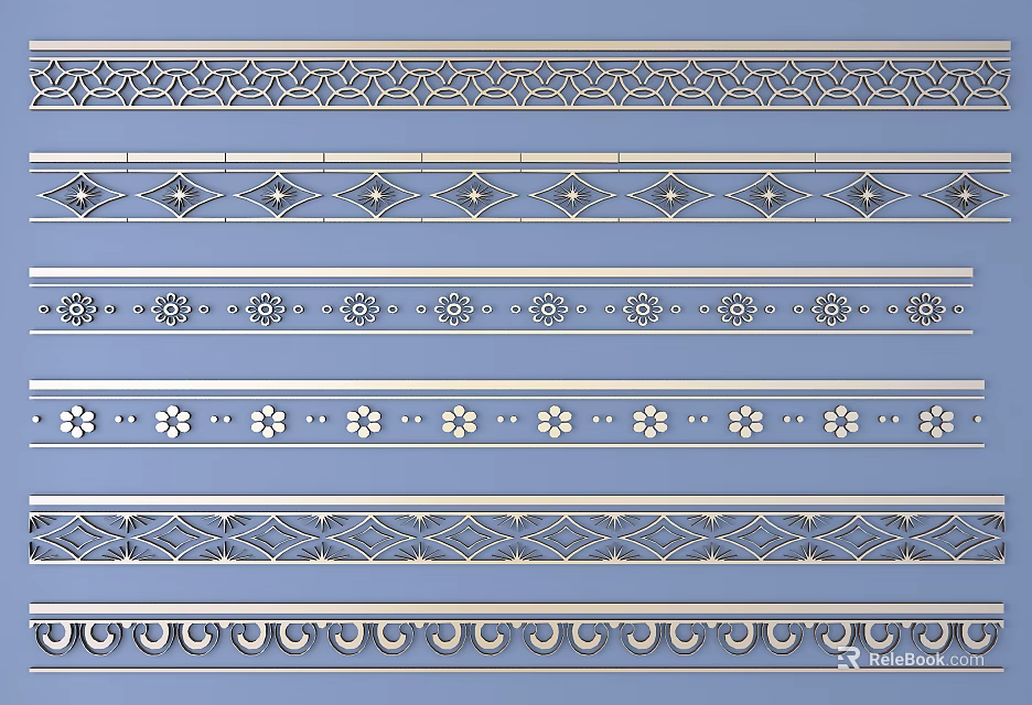 Elegant Gypsum Coving Designs With Decorative Patterns And Ornate Details 3d model 