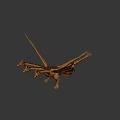 Game Movie Character Three Headed Dragon With Large Wings Scales And Yellow Background