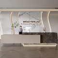 Modern Front Desk Reception Interior For Architectural Design Company With Marble Counter 3d model