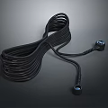 Black Coiled Computer Data Cable With Two End Connectors For PC