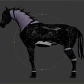 Futuristic Mechanical Horse With Metallic Body Purple Stripes And Gear Joint Details