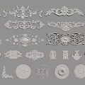Elegant Carved Ornamental Decorative Design Elements With Various Floral And Scroll Patterns