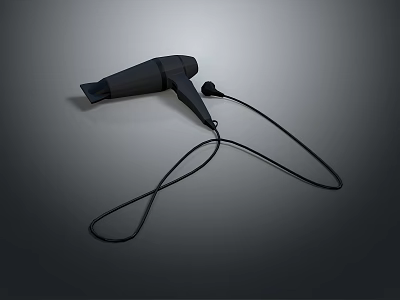 Black Electronic Hair Dryer With Long Power Cord For Personal Grooming 3d model