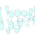 Clear Wine Bottles And Glasses With Various Shapes Types And Sizes Collection