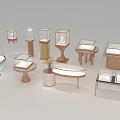 Elegant Jewelry Store Interior With Various Glass Display Cases And Stands