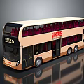 Beige Red Double Decker Bus with Red Seats Beijing Bus KDB Logo