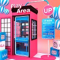 Telephone booth egg twisting machine hanging doll machine US-Chen DP point interactive area punch-in photo commercial US-Chen atrium US-Chen doll machine interactive device 3d model