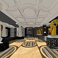 Hawaii Business Club Reception Desk With Elegant Interior And Decorative Columns
